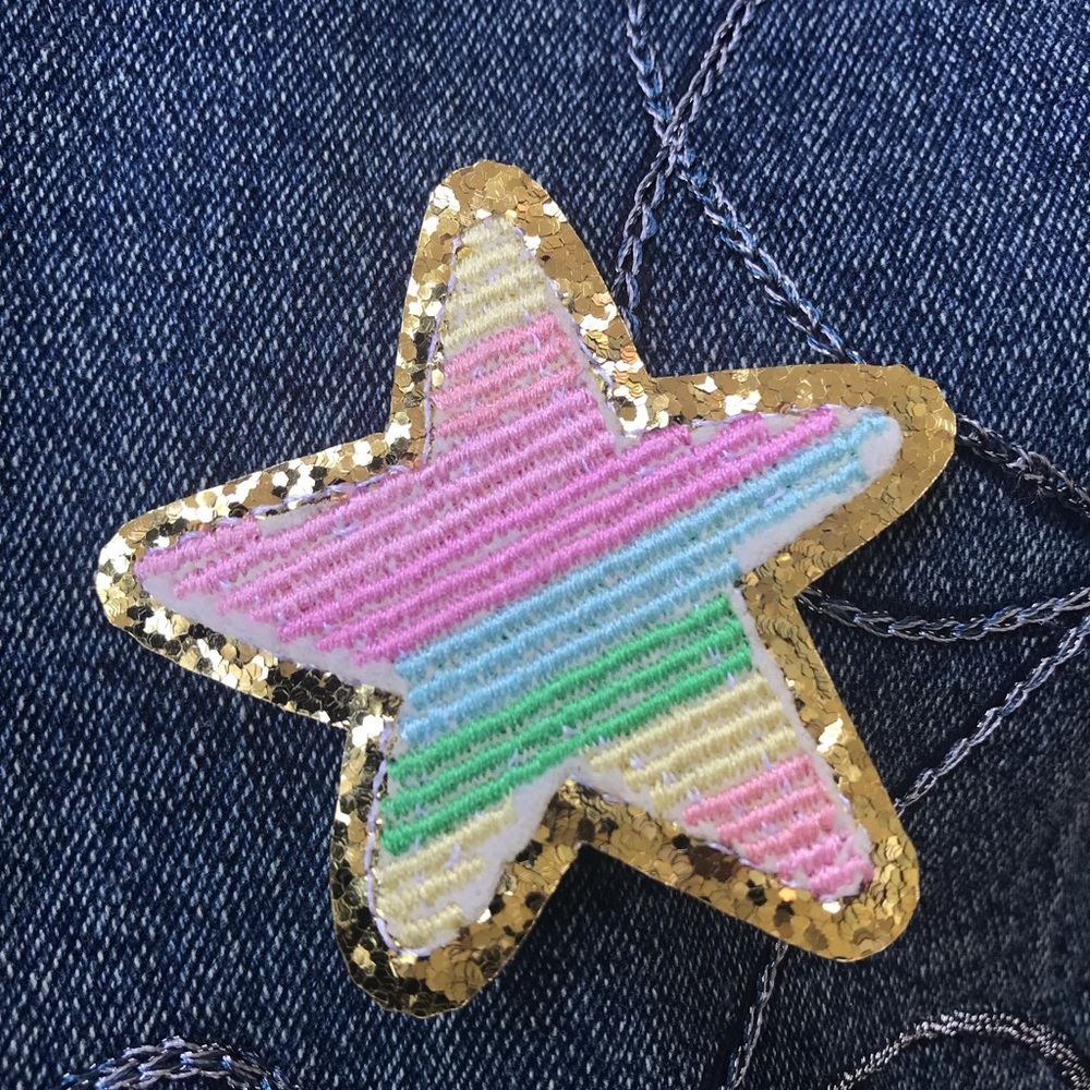 💕 New Embroidered Star Chenille Iron On Patch